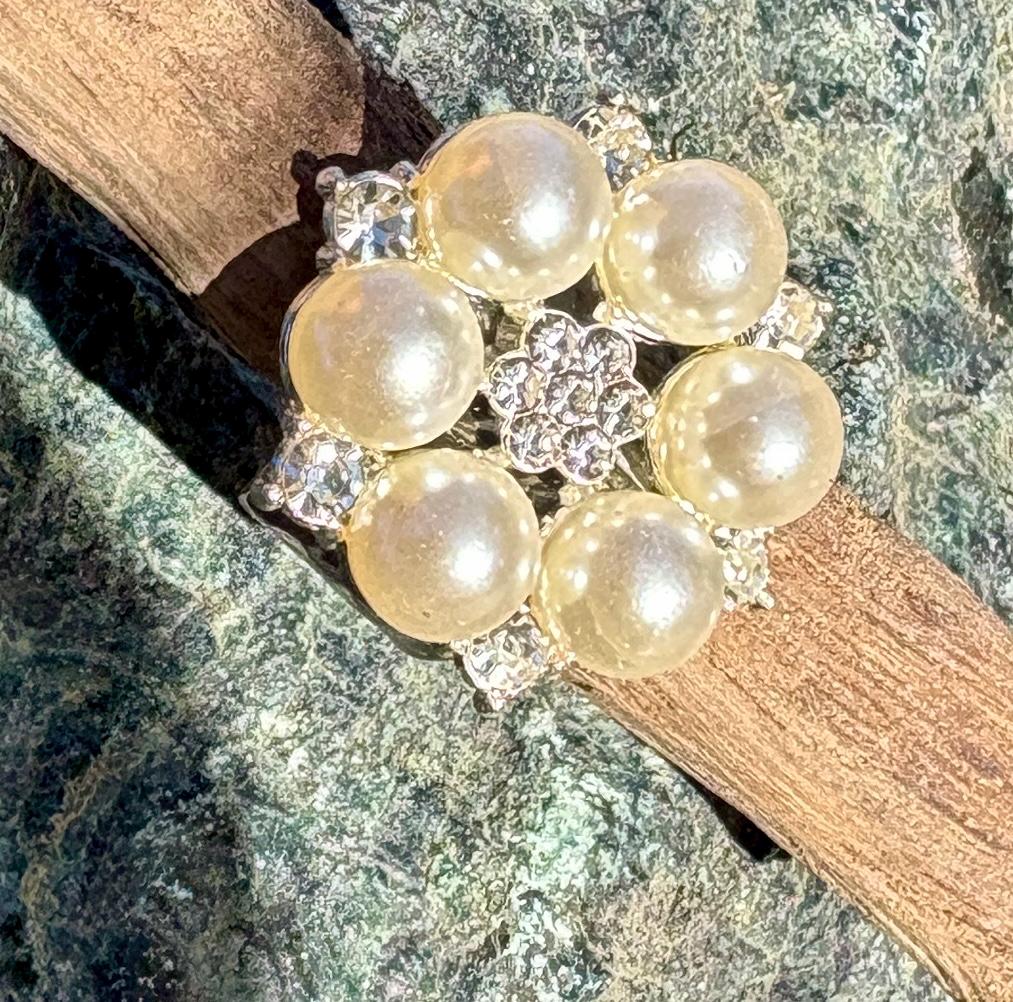 Pearl Flower Ring | White Crystal Gemstone Bridal Jewelry Rings Consecrated Jewelry Co.