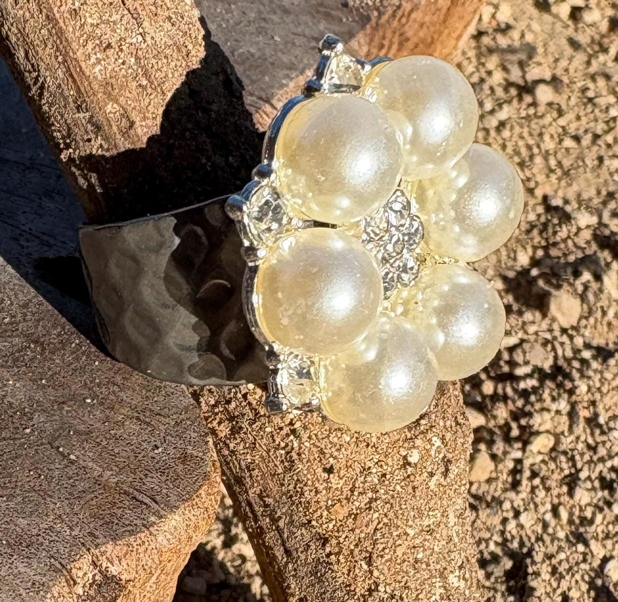 Pearl Flower Ring | White Crystal Gemstone Bridal Jewelry Rings Consecrated Jewelry Co.