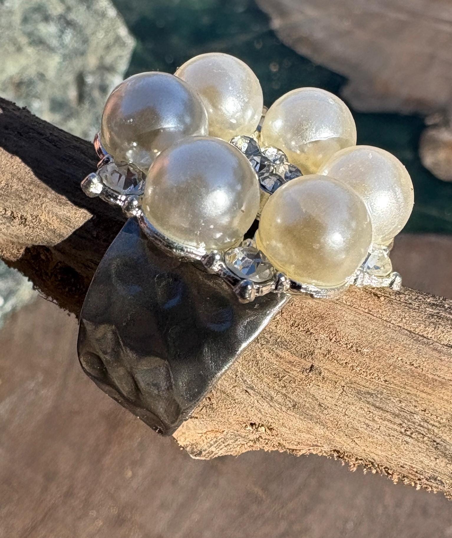 Pearl Flower Ring | White Crystal Gemstone Bridal Jewelry Rings Consecrated Jewelry Co.
