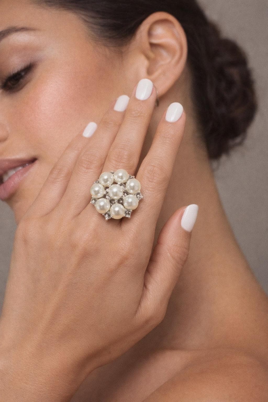 Pearl Flower Ring | White Crystal Gemstone Bridal Jewelry Rings Consecrated Jewelry Co.