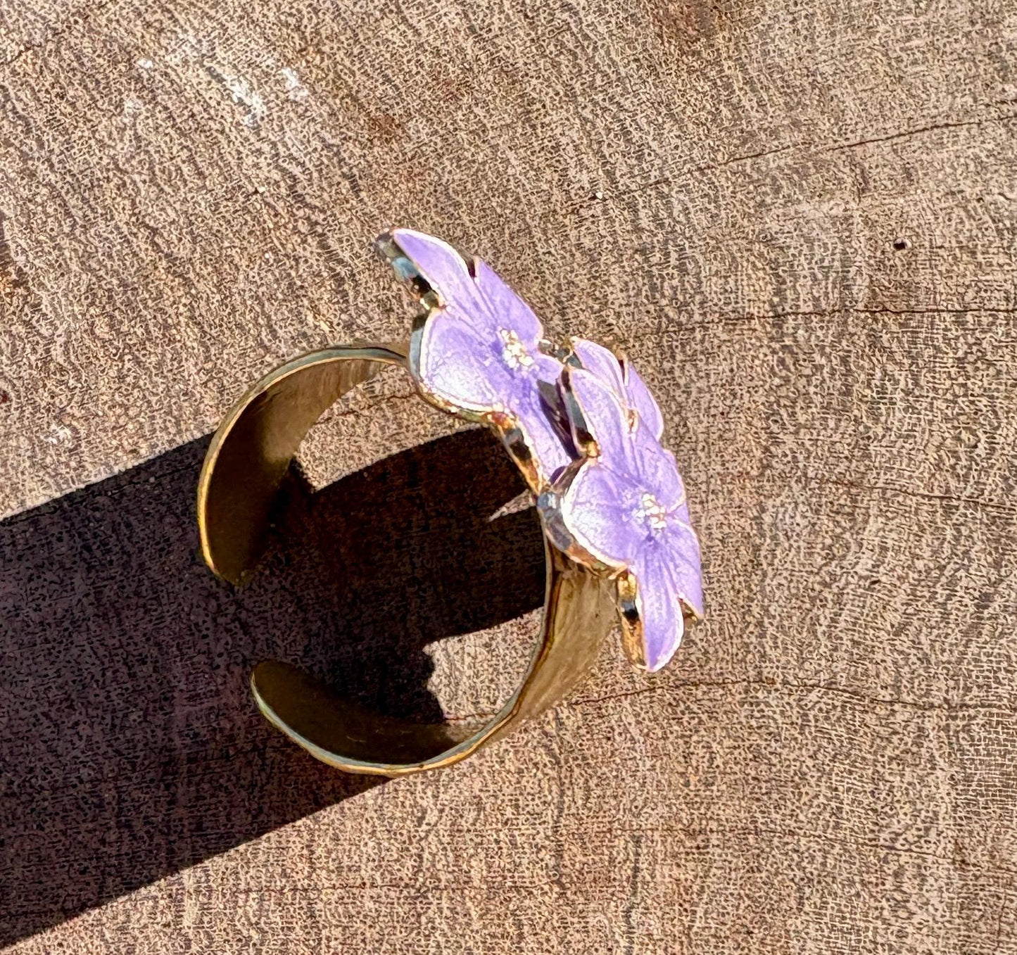 Gold Purple Flower Ring | Lavender Plum Floral Rings Consecrated Jewelry Co.