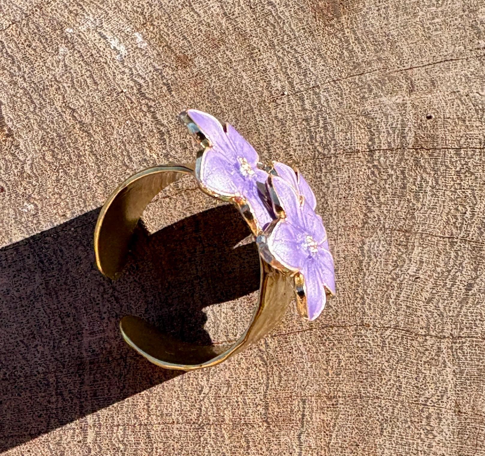 Gold Purple Flower Ring | Lavender Plum Floral Rings Consecrated Jewelry Co.