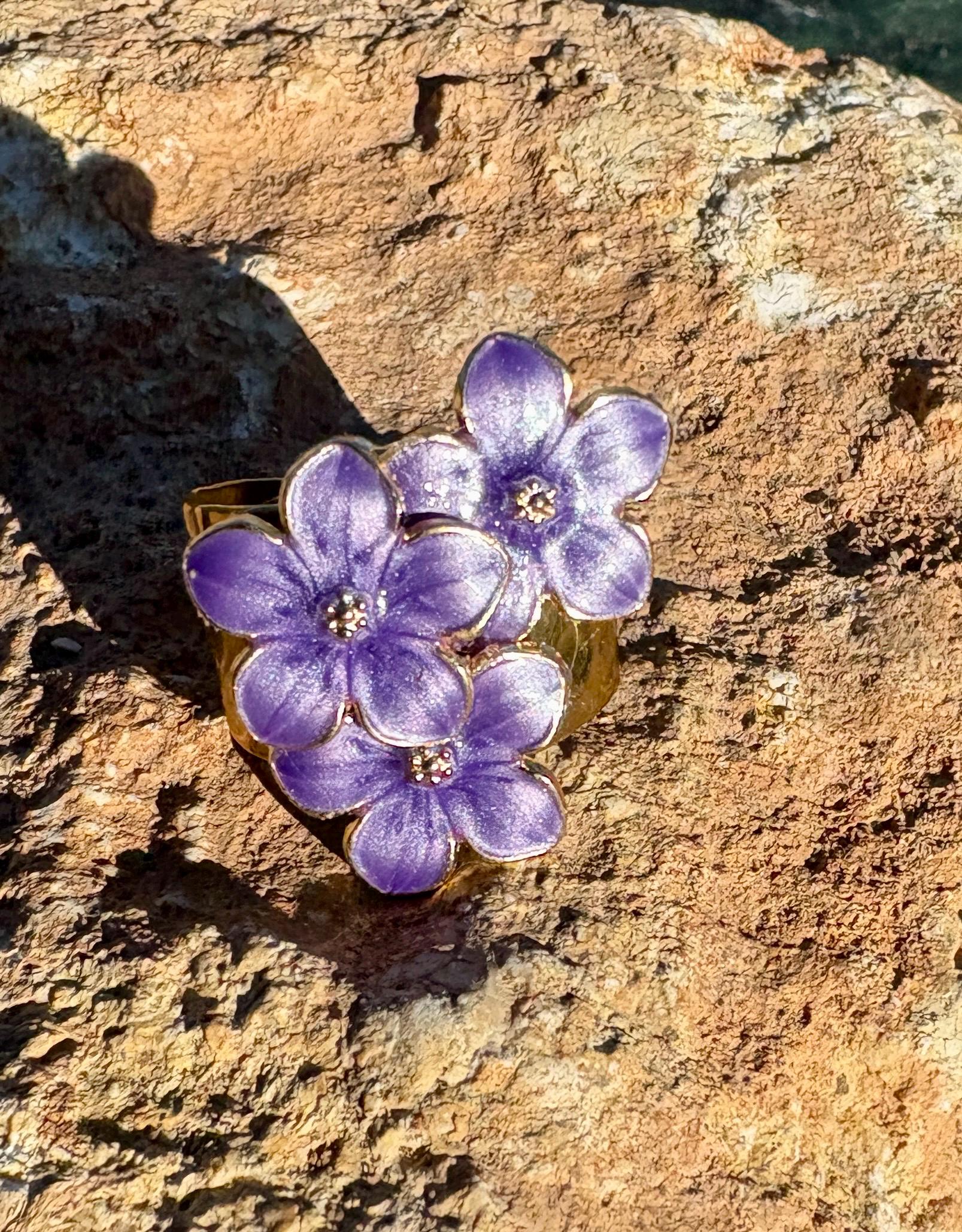 Gold Purple Flower Ring | Lavender Plum Floral Rings Consecrated Jewelry Co.