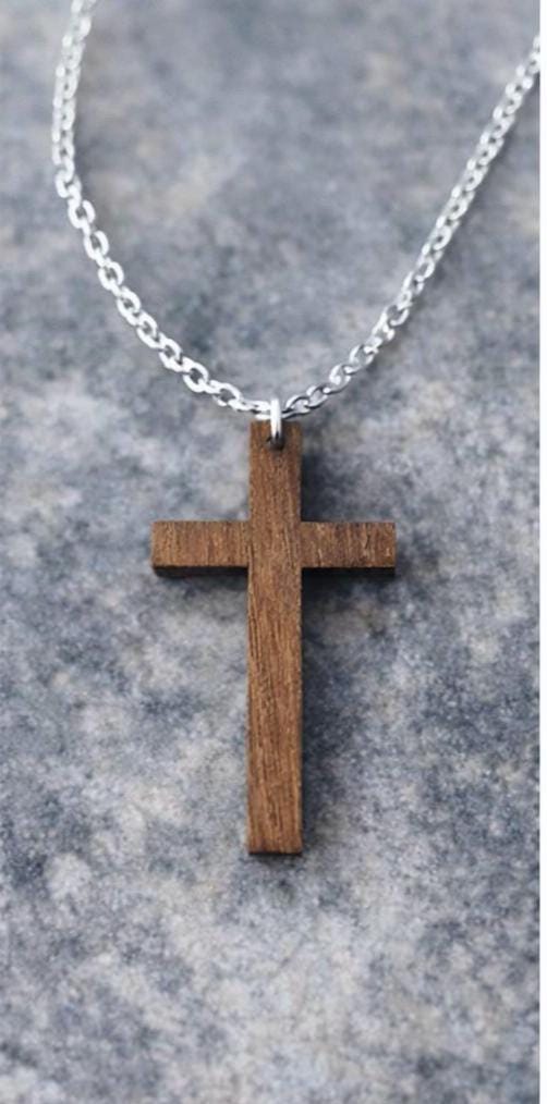 Handmade Black Walnut Wood Cross Necklace | Christian Pendant Necklaces Consecrated Jewelry Co.