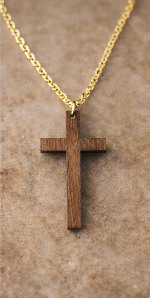 Handmade Black Walnut Wood Cross Necklace | Christian Pendant Necklaces Consecrated Jewelry Co.