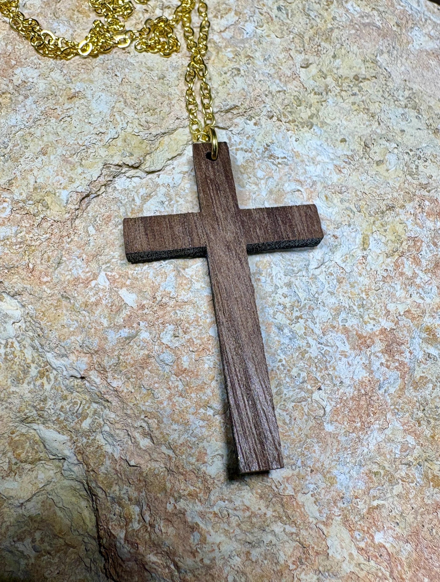 Handmade Black Walnut Wood Cross Necklace | Christian Pendant Necklaces Consecrated Jewelry Co.