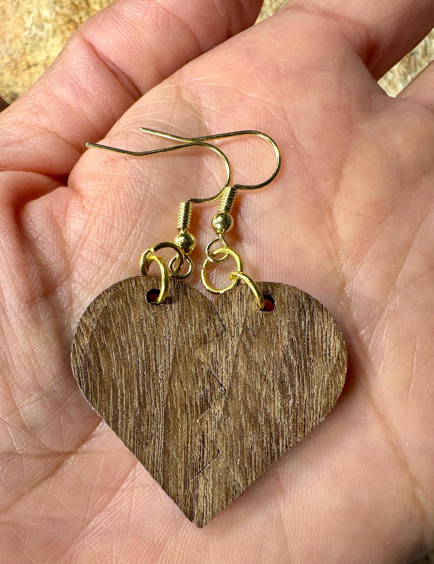 Black Walnut Broken Heart Earrings | Handmade Wood Dangle Earrings Consecrated Jewelry Co.
