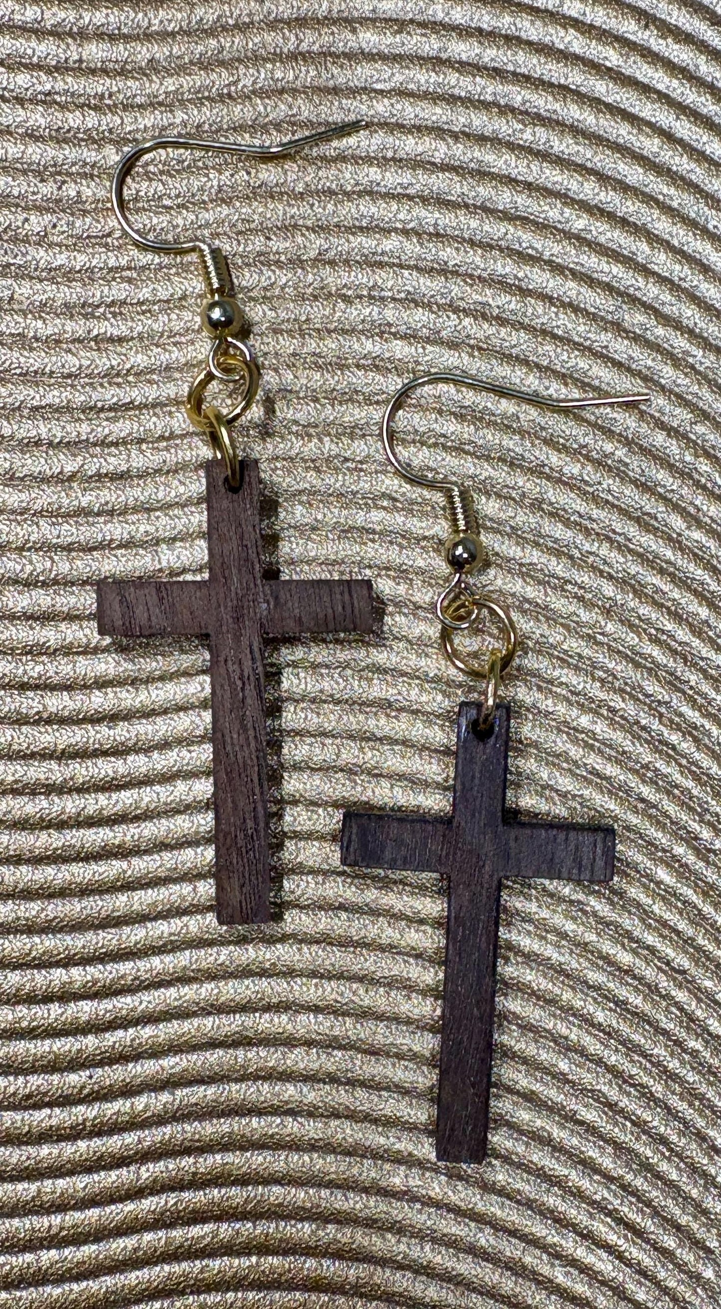 Black Walnut Wood Cross Earrings | Christian Faith Dangle Earrings Consecrated Jewelry Co.