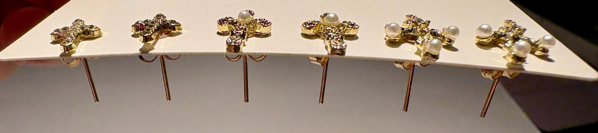 Tiny Cross Stud Earrings | Set of 3 | Crystal Gemstone Earrings Consecrated Jewelry Co.