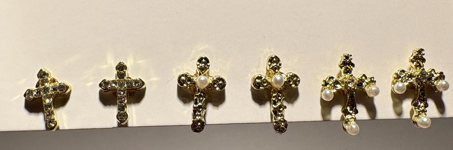 Tiny Cross Stud Earrings | Set of 3 | Crystal Gemstone Earrings Consecrated Jewelry Co.