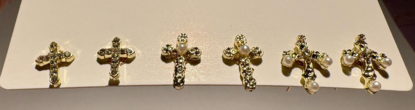 Tiny Cross Stud Earrings | Set of 3 | Crystal Gemstone Earrings Consecrated Jewelry Co.