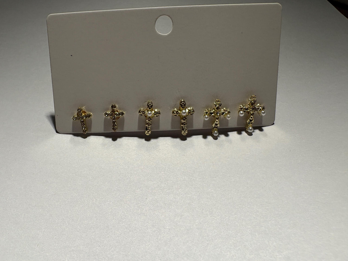 Tiny Cross Stud Earrings | Set of 3 | Crystal Gemstone Earrings Consecrated Jewelry Co.