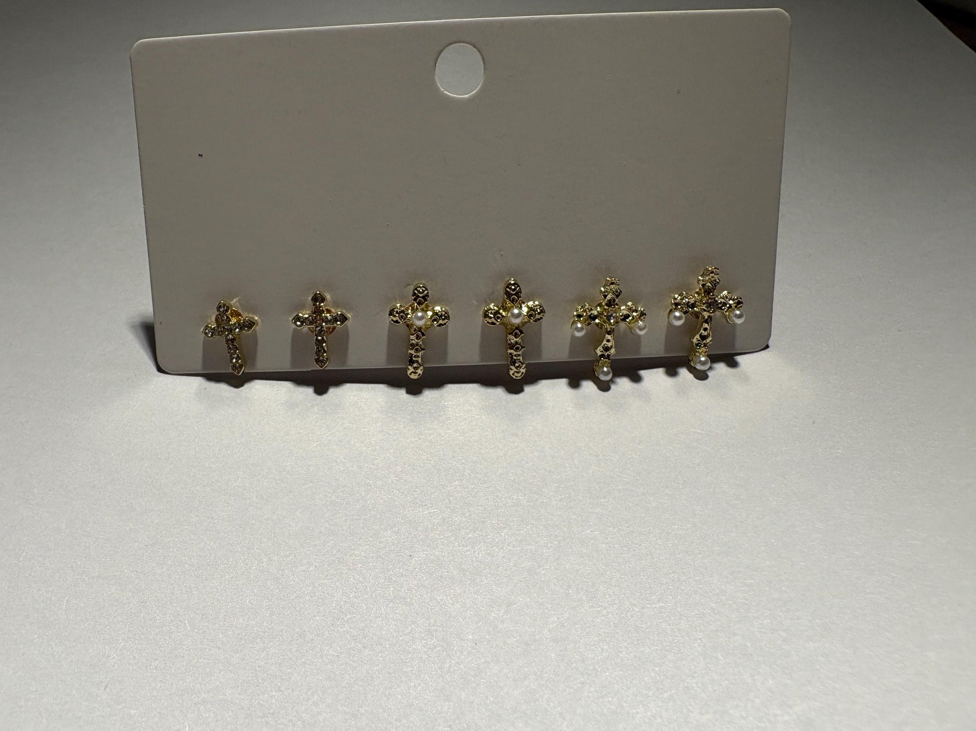 Tiny Cross Stud Earrings | Set of 3 | Crystal Gemstone Earrings Consecrated Jewelry Co.