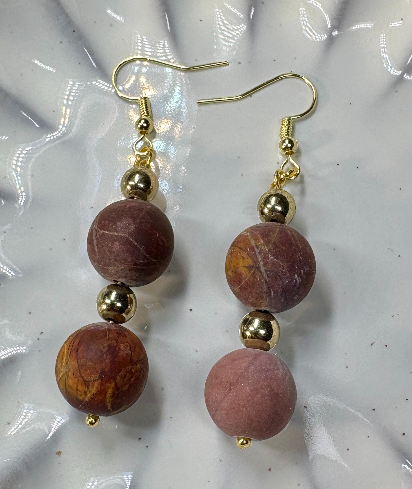 Handmade Marble Stone Dangle Earrings | Minimalist Natural Earrings Consecrated Jewelry Co.