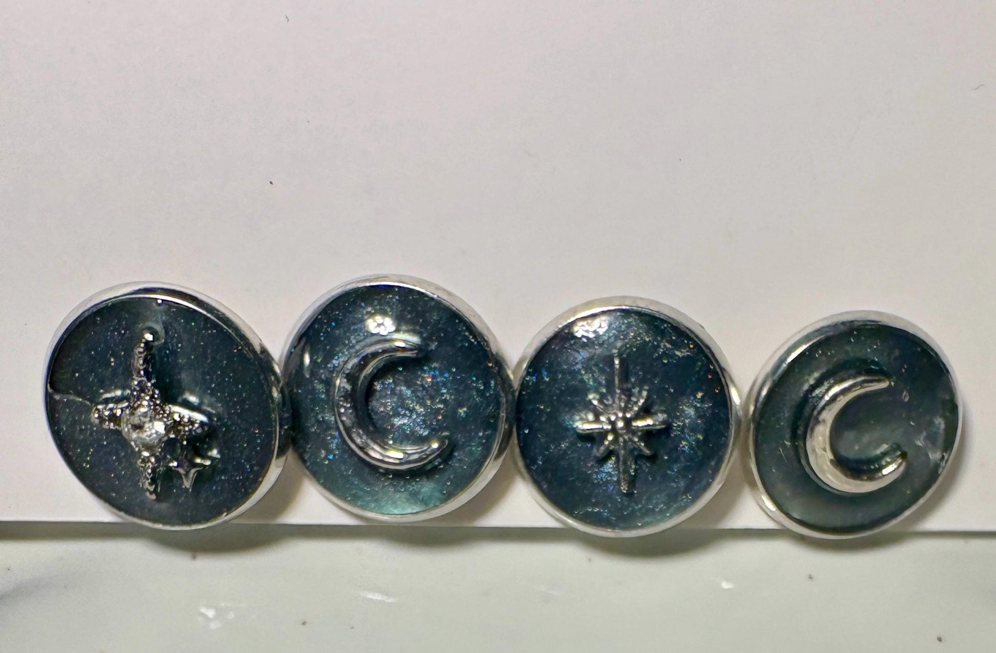 Galaxy Resin Stud Earrings Set | Silver Moon & Star Celestial Earrings Consecrated Jewelry Co.