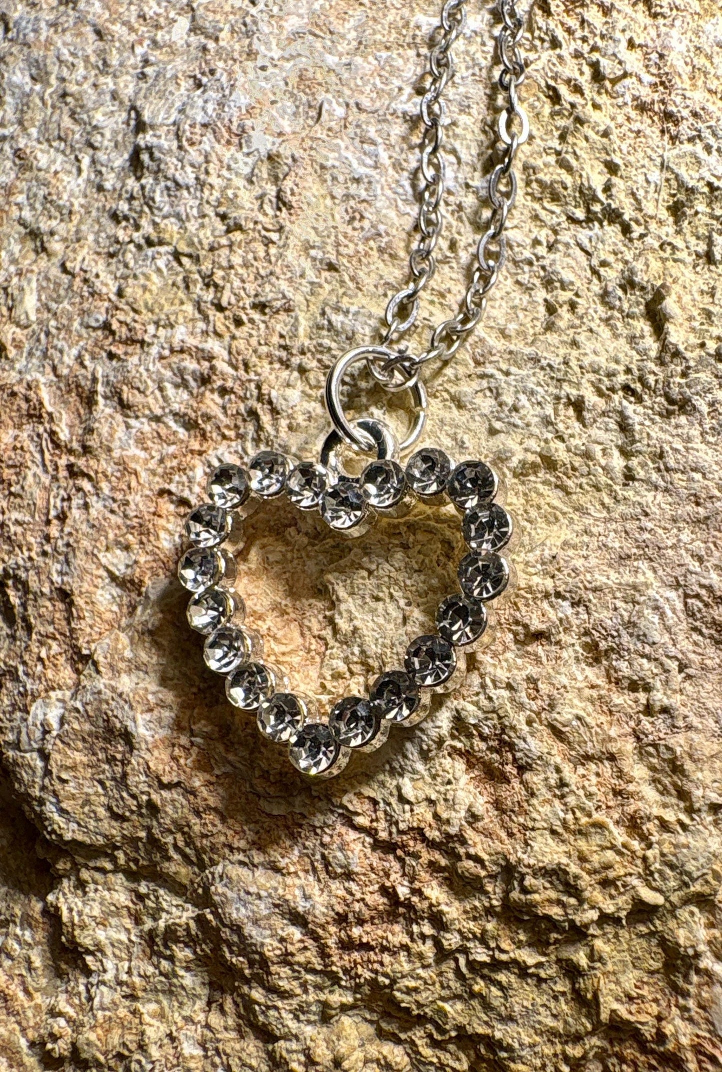 Crystal Heart Pendant Necklace | Bedazzled Silver Romantic Dainty Necklaces Consecrated Jewelry Co.