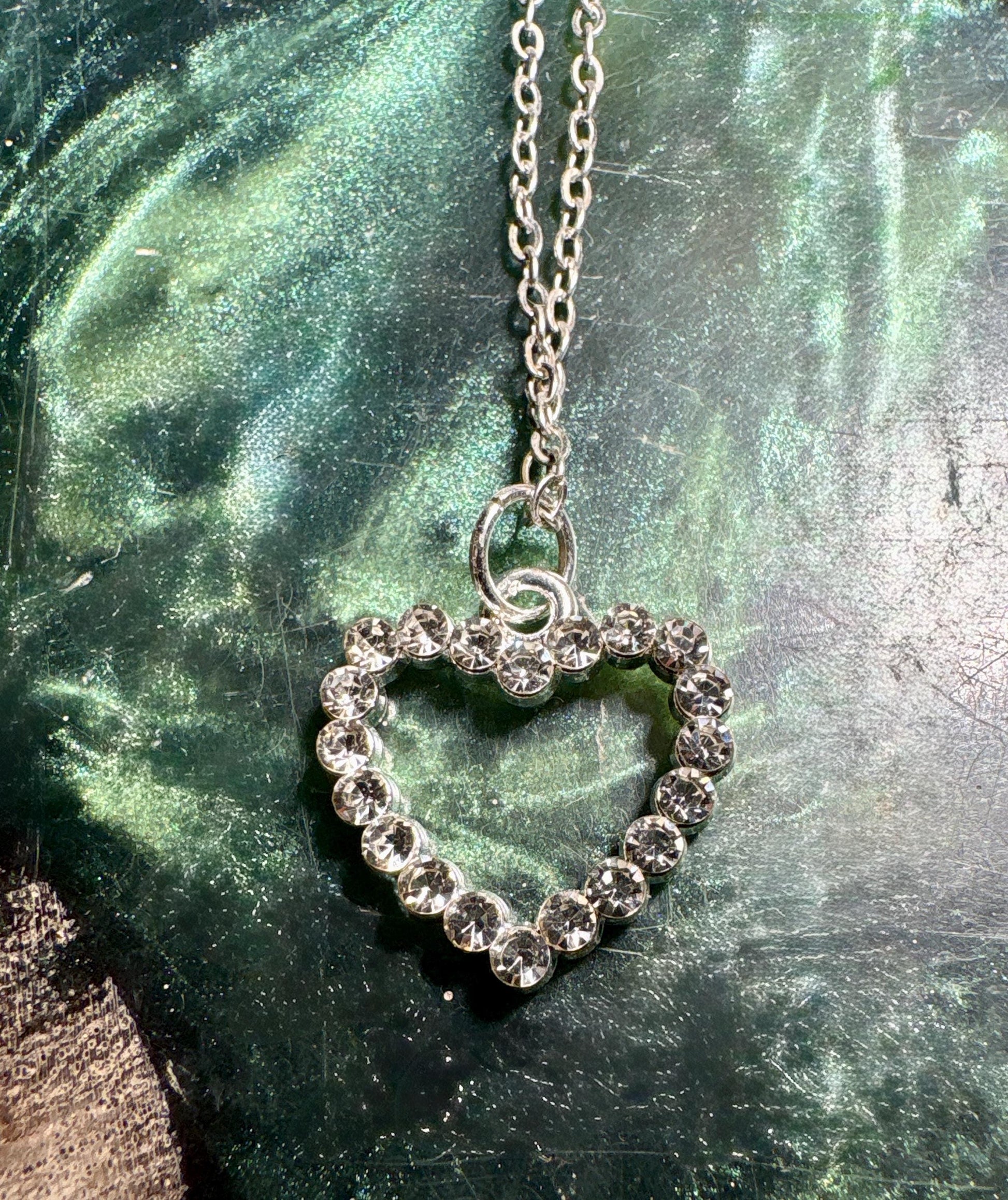 Crystal Heart Pendant Necklace | Bedazzled Silver Romantic Dainty Necklaces Consecrated Jewelry Co.
