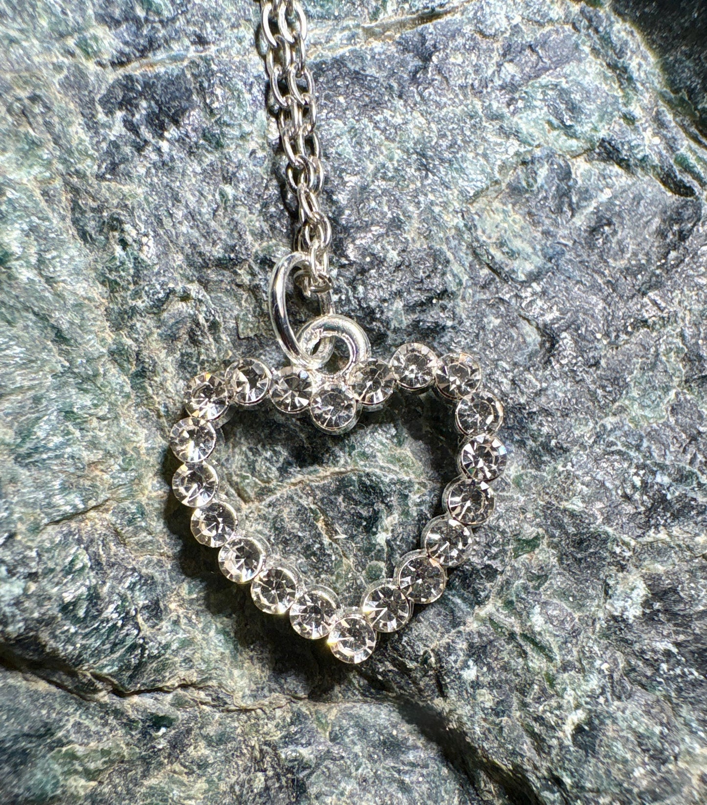 Crystal Heart Pendant Necklace | Bedazzled Silver Romantic Dainty Necklaces Consecrated Jewelry Co.