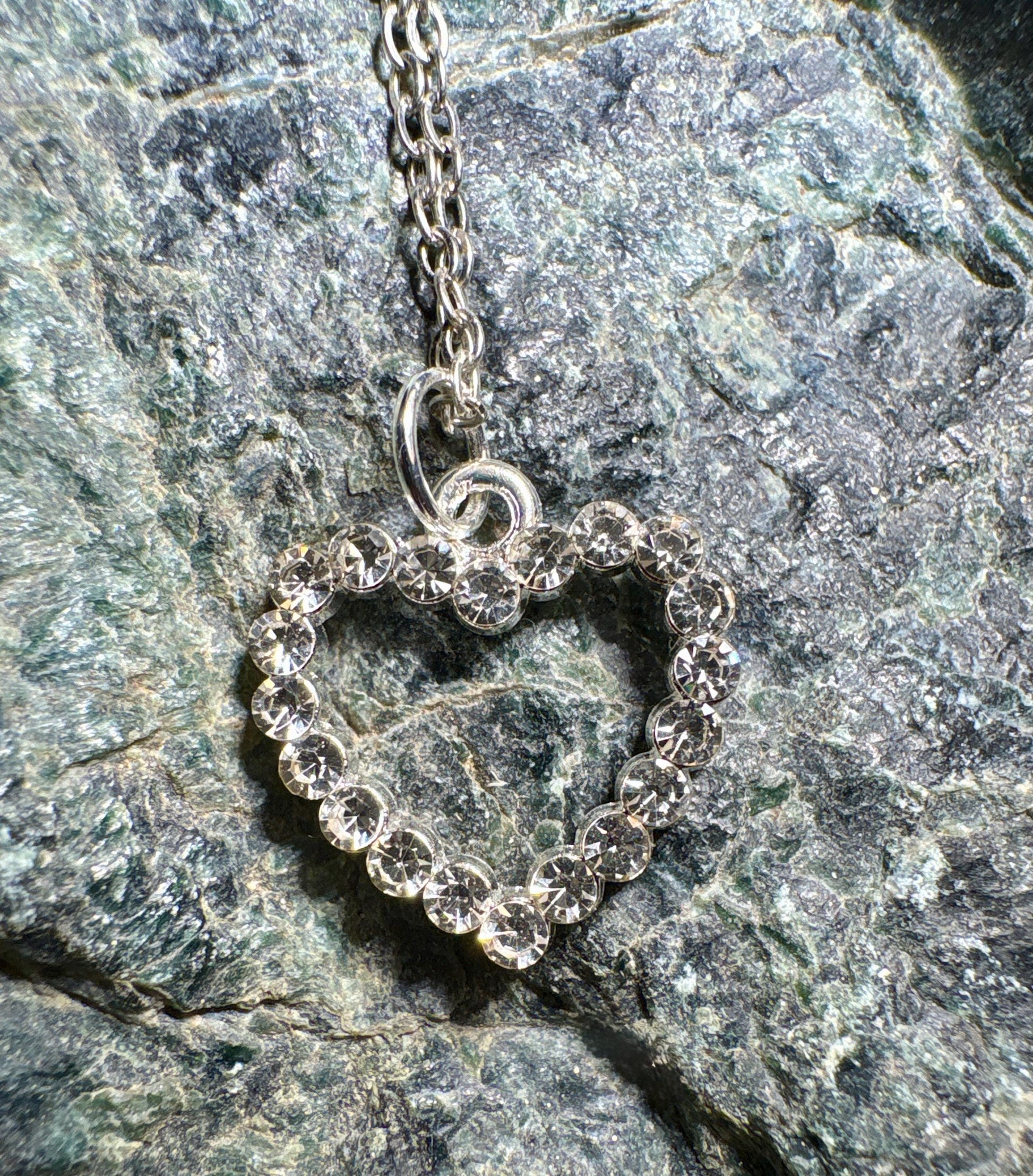 Crystal Heart Pendant Necklace | Bedazzled Silver Romantic Dainty Necklaces Consecrated Jewelry Co.