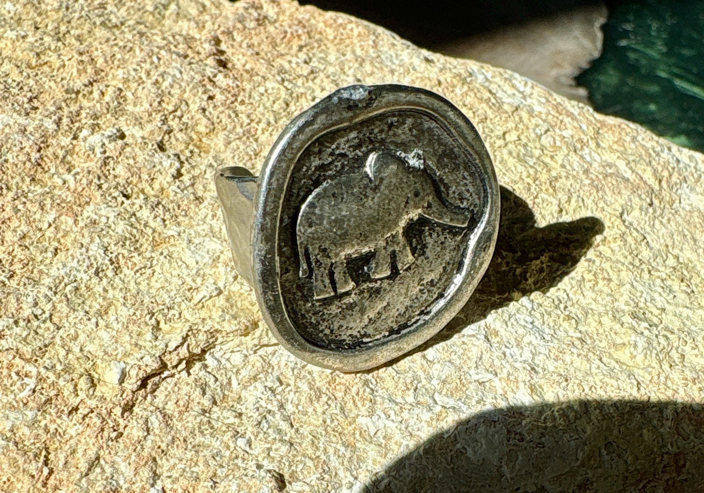 Silver Elephant Hammered Ring | Adjustable Cuff Rustic Western Boho Rings Consecrated Jewelry Co.