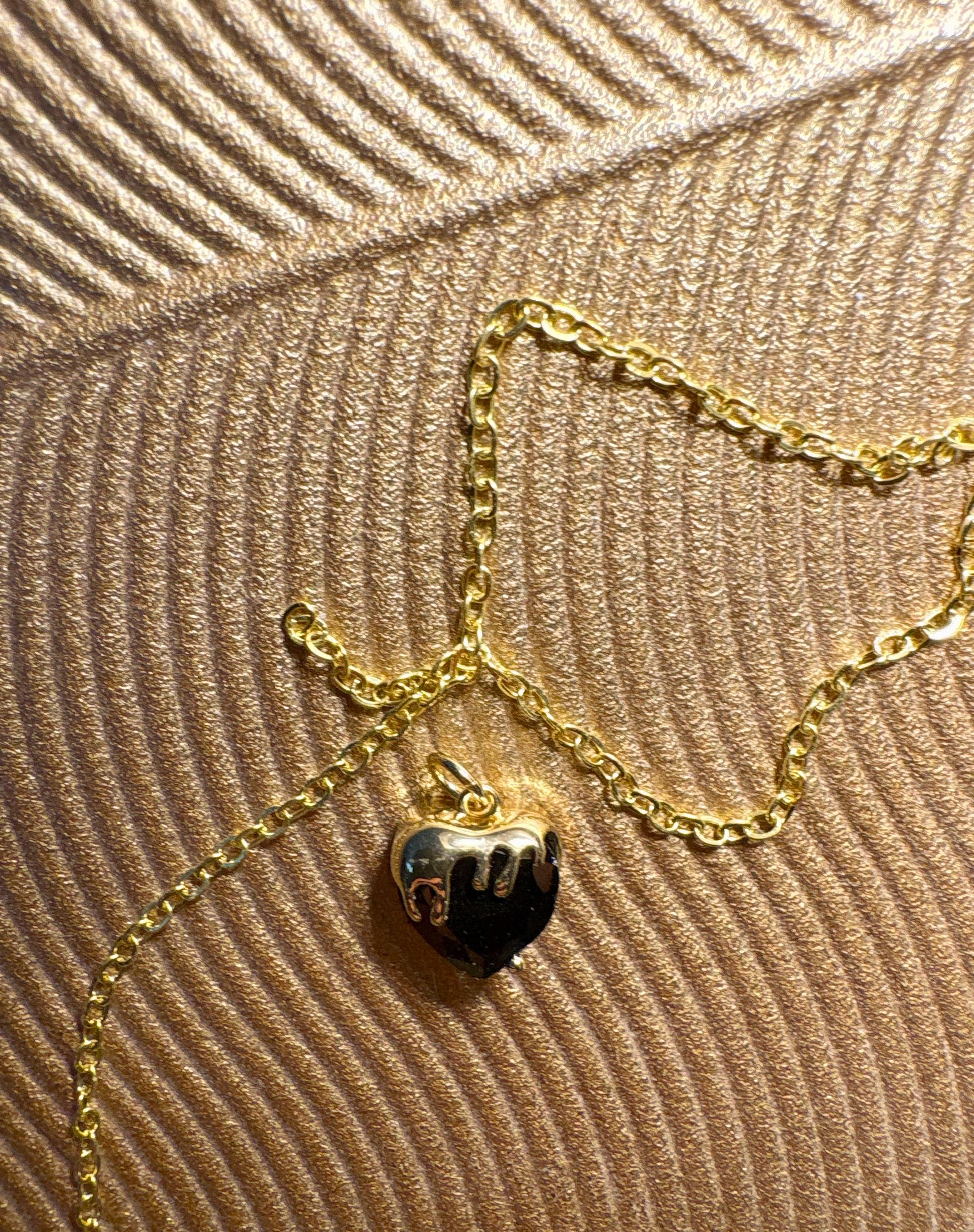 Dripping Gold Heart Pendant Necklace | Black Enamel Accents Necklaces Consecrated Jewelry Co.