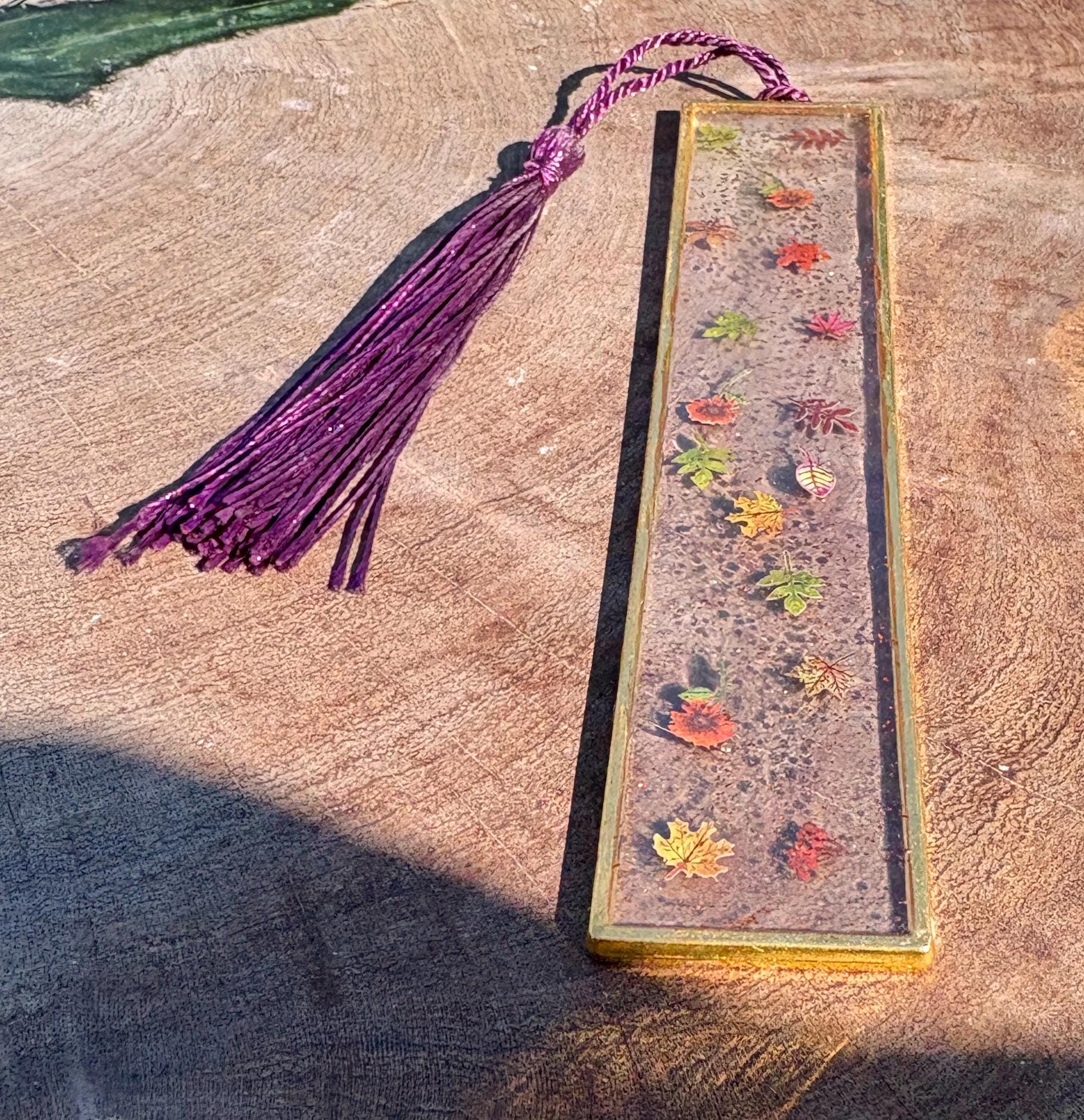 Clear Hard Bookmark with Tassel | Tiny Leaves Flowers & Plants Bookmarks Consecrated Jewelry Co.