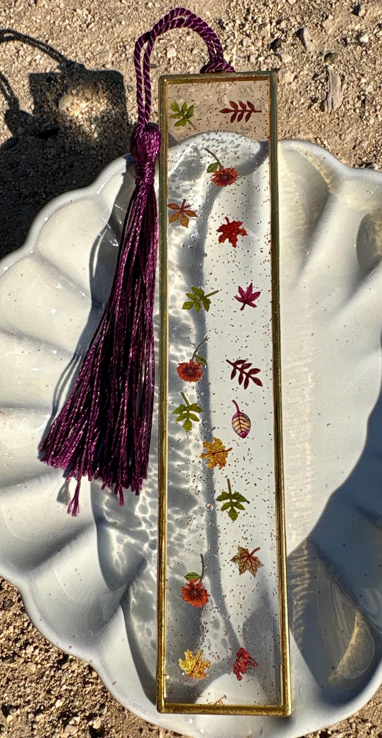 Clear Hard Bookmark with Tassel | Tiny Leaves Flowers & Plants Bookmarks Consecrated Jewelry Co.