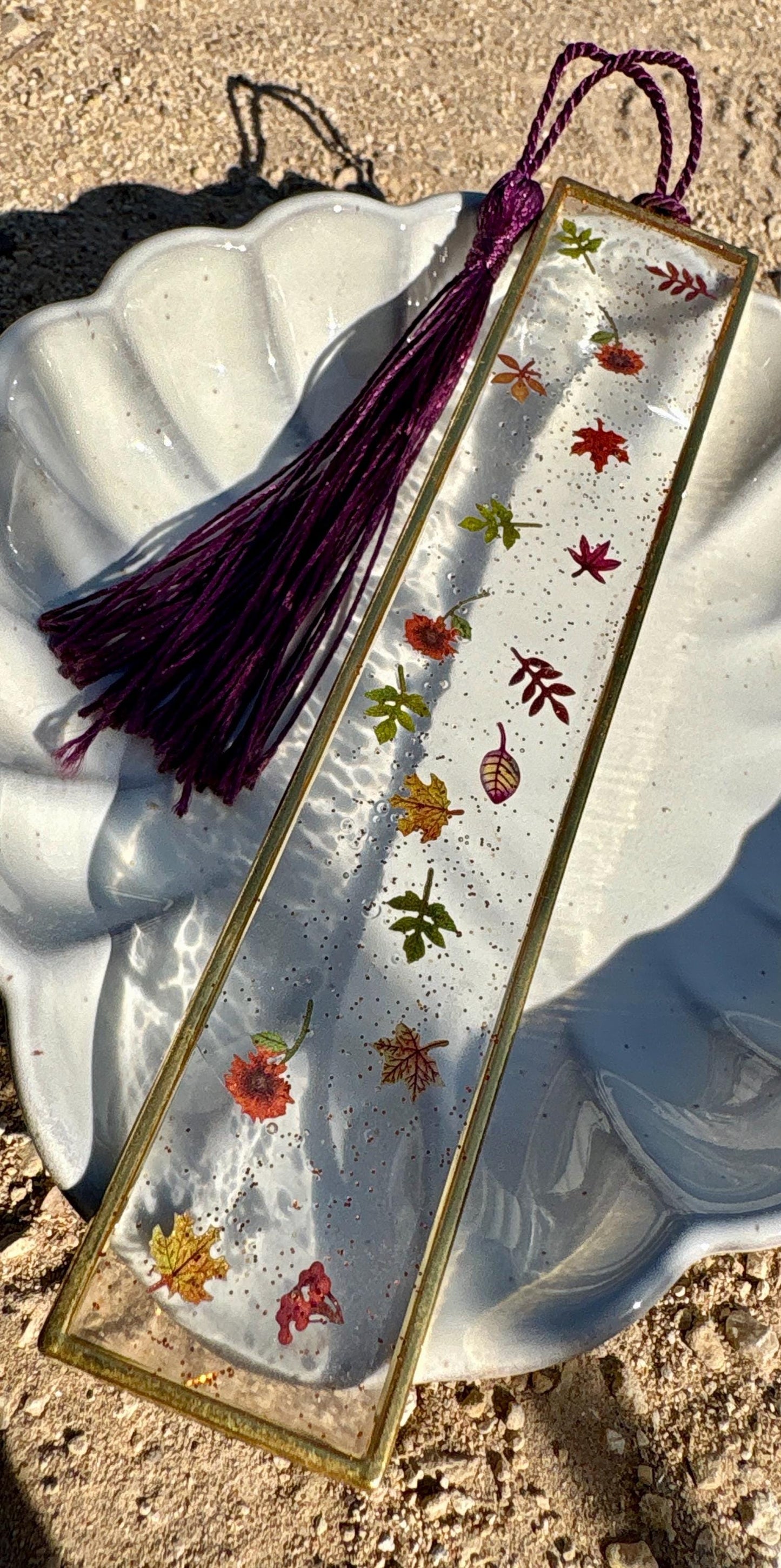 Clear Hard Bookmark with Tassel | Tiny Leaves Flowers & Plants Bookmarks Consecrated Jewelry Co.