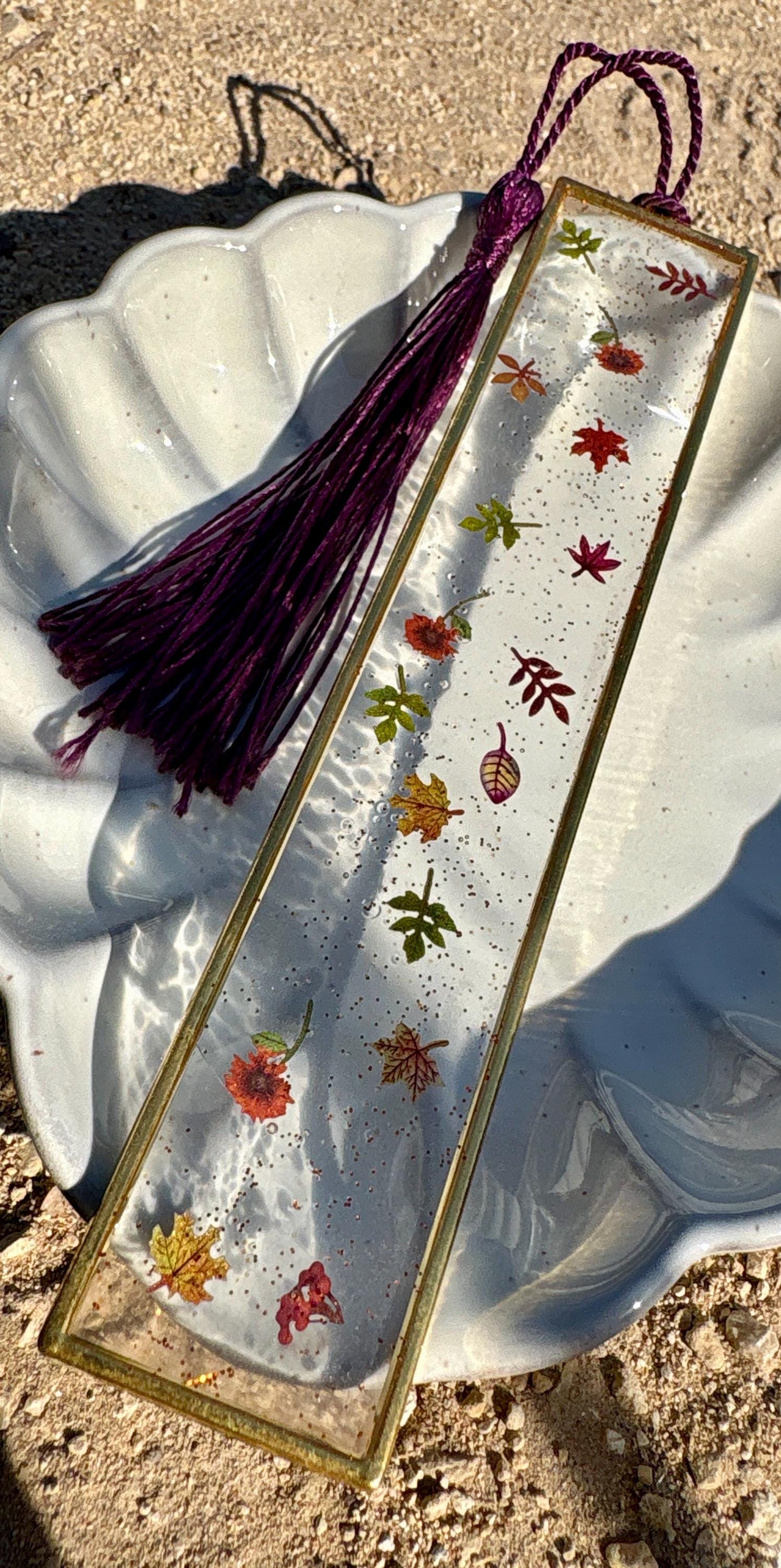Clear Hard Bookmark with Tassel | Tiny Leaves Flowers & Plants Bookmarks Consecrated Jewelry Co.
