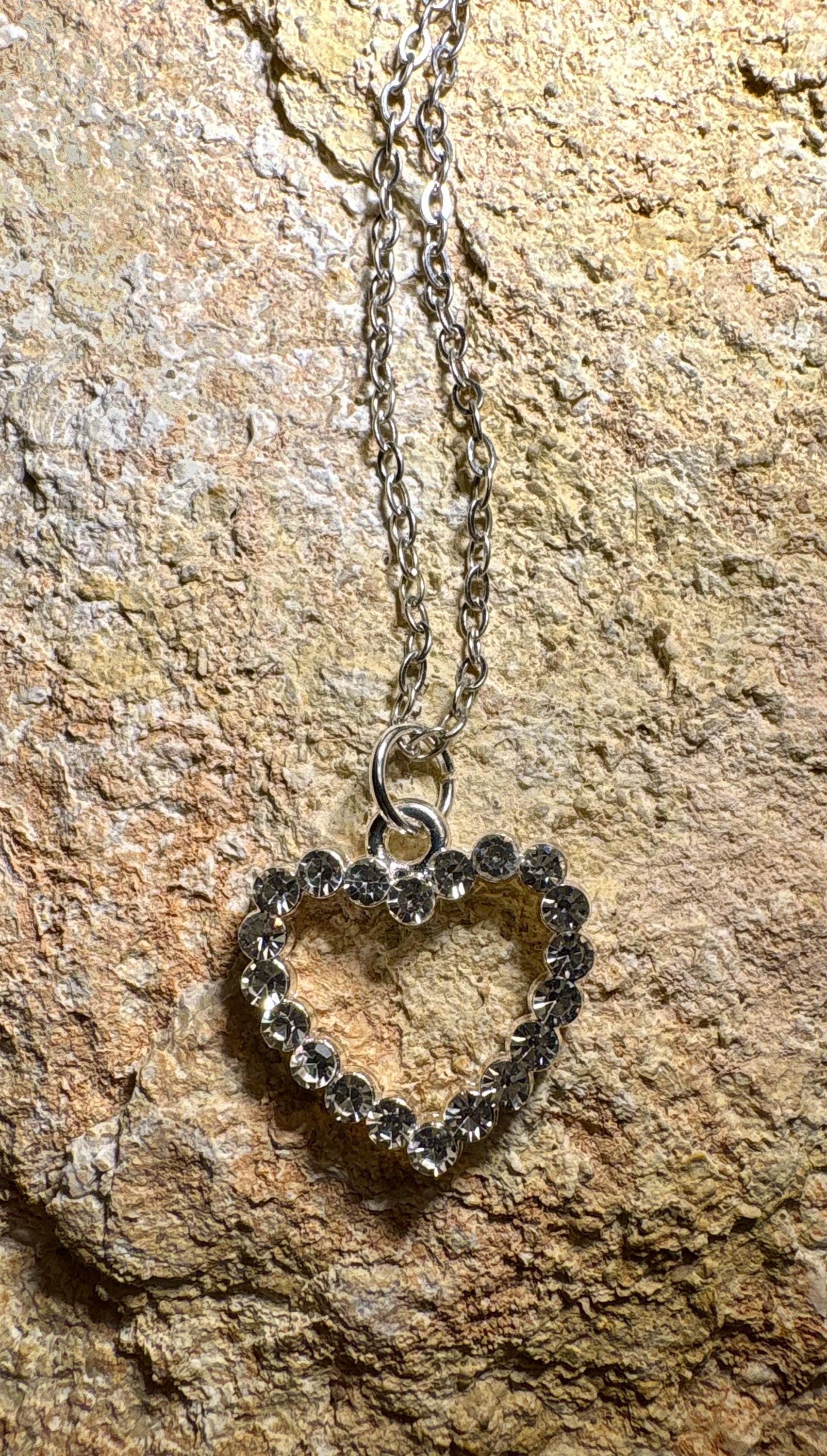 Crystal Heart Pendant Necklace | Bedazzled Silver Romantic Dainty Necklaces Consecrated Jewelry Co.