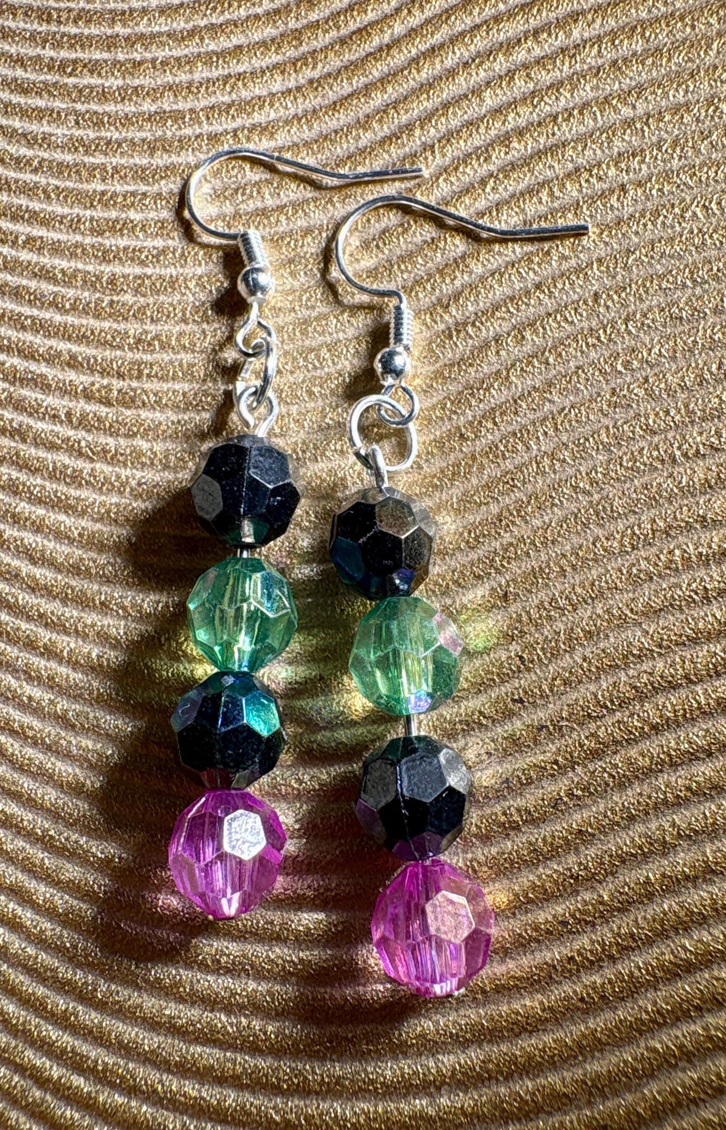 Colorful Dangle Earrings | Pink Blue Green Beaded Crystals Earrings Consecrated Jewelry Co.