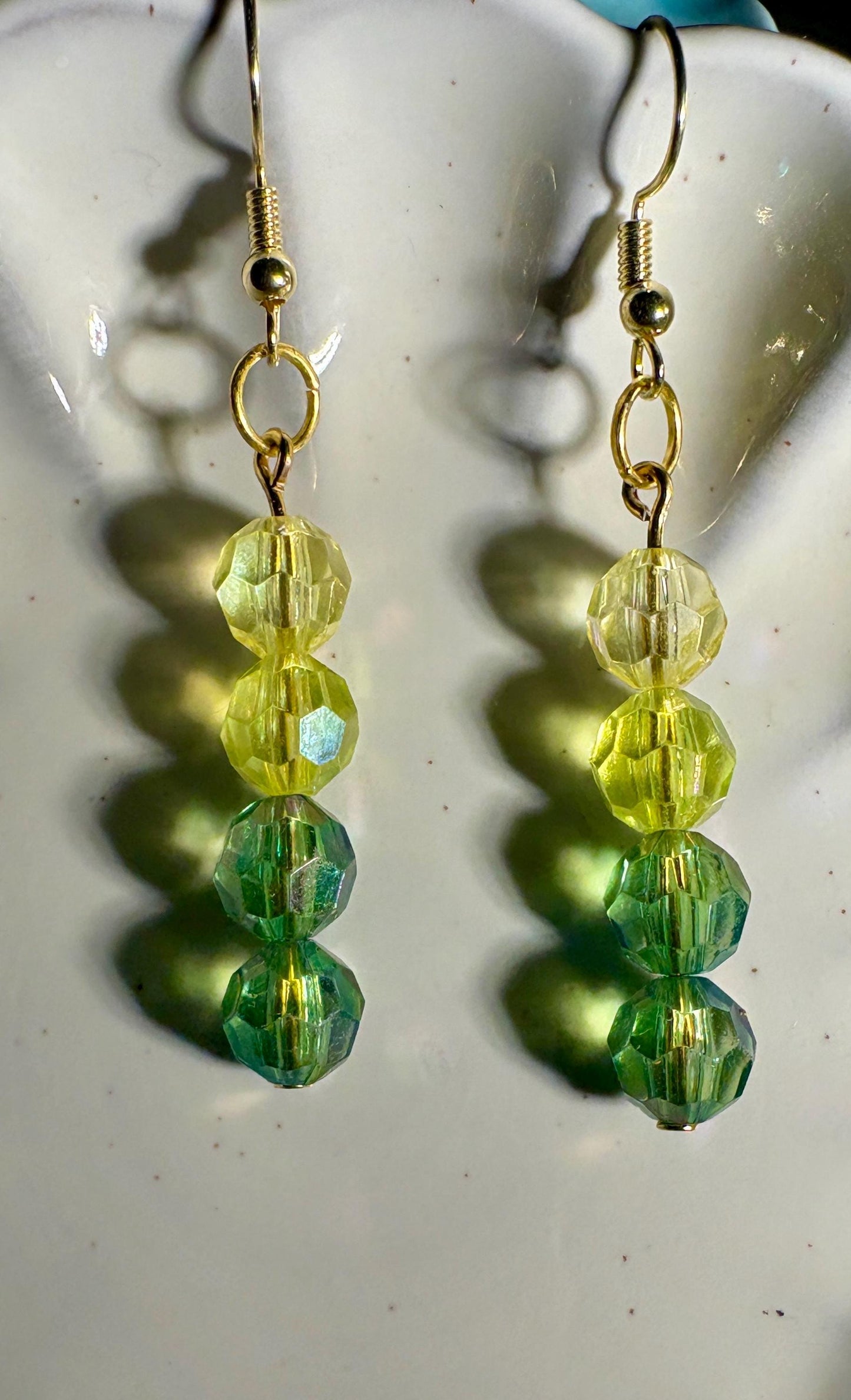 Green Beaded Crystal Dangle Earrings | Ombre Colorful Earrings Consecrated Jewelry Co.