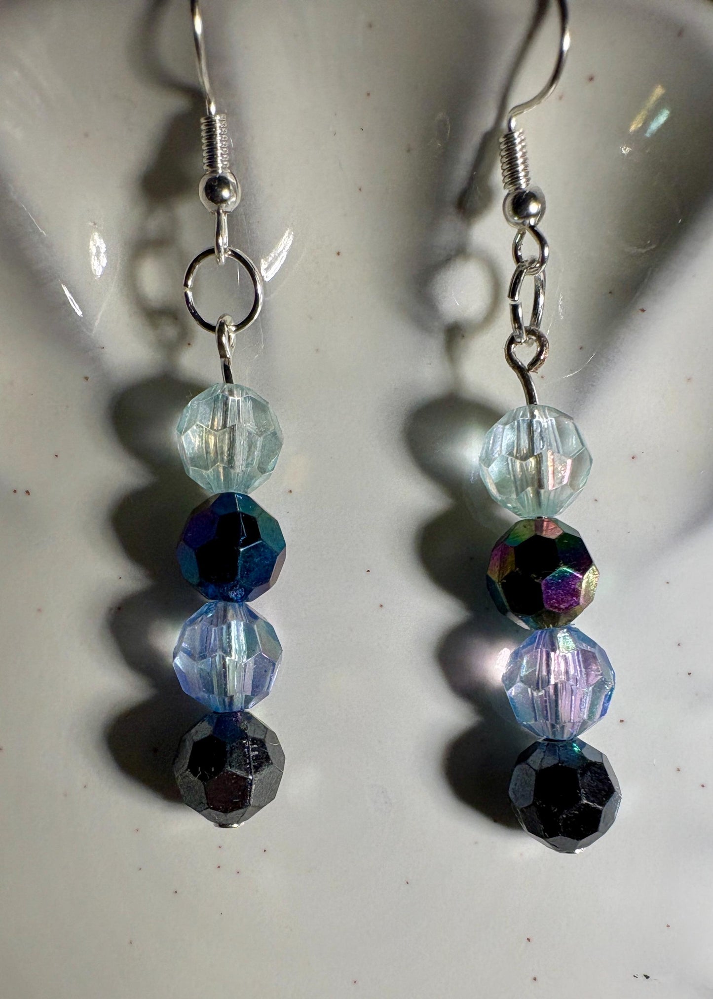 Blue Ombre Beaded Crystal Dangle Earrings | Colorful Earrings Consecrated Jewelry Co.