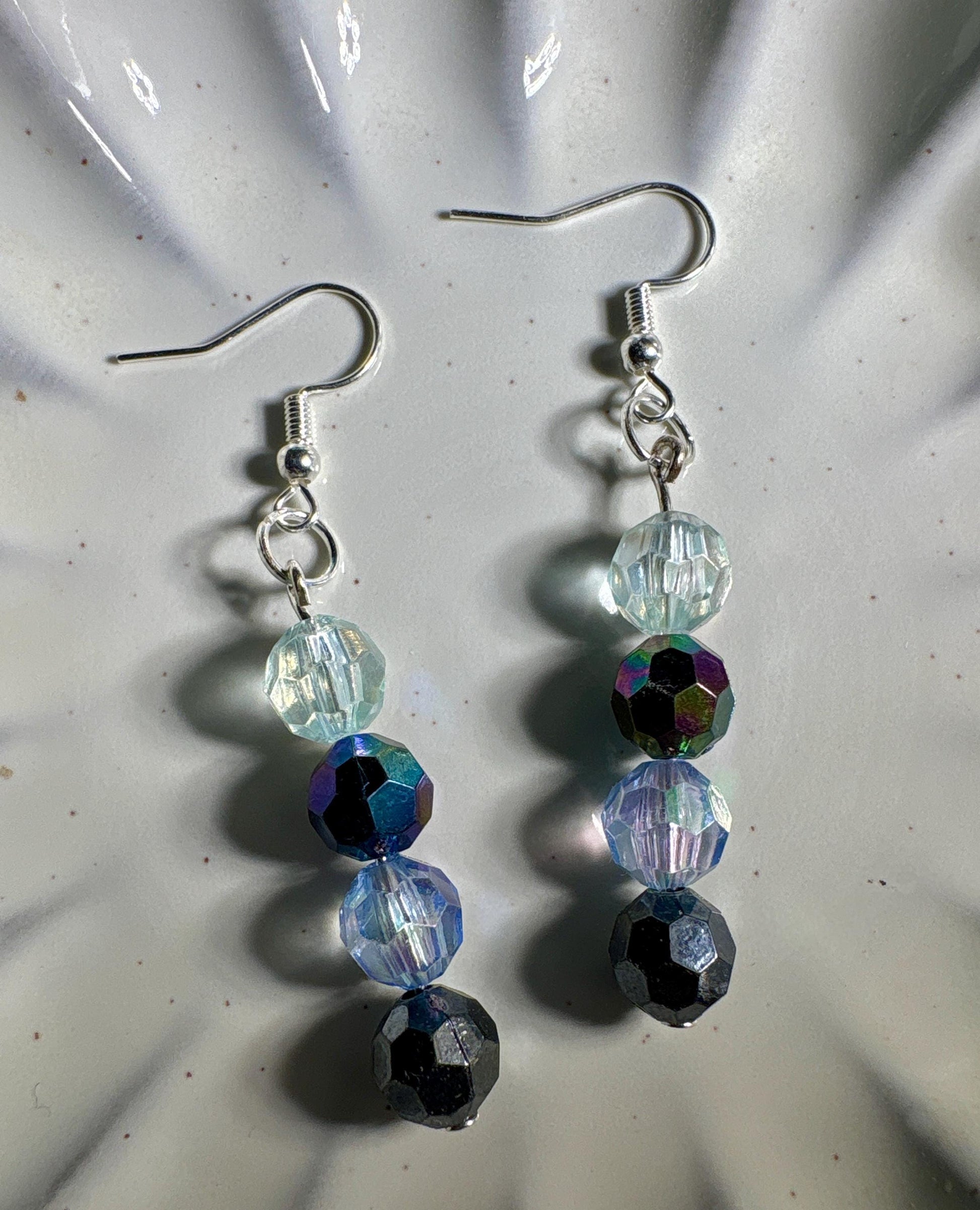 Blue Ombre Beaded Crystal Dangle Earrings | Colorful Earrings Consecrated Jewelry Co.