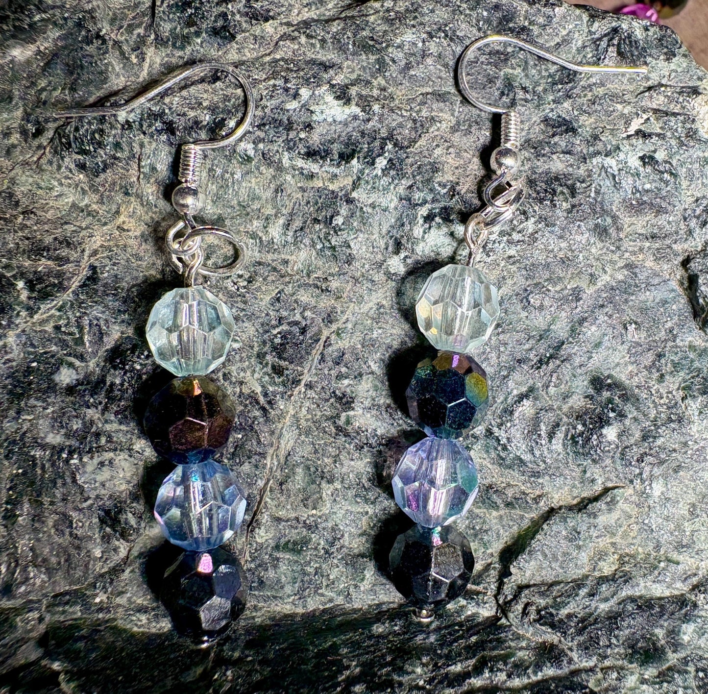 Blue Ombre Beaded Crystal Dangle Earrings | Colorful Earrings Consecrated Jewelry Co.