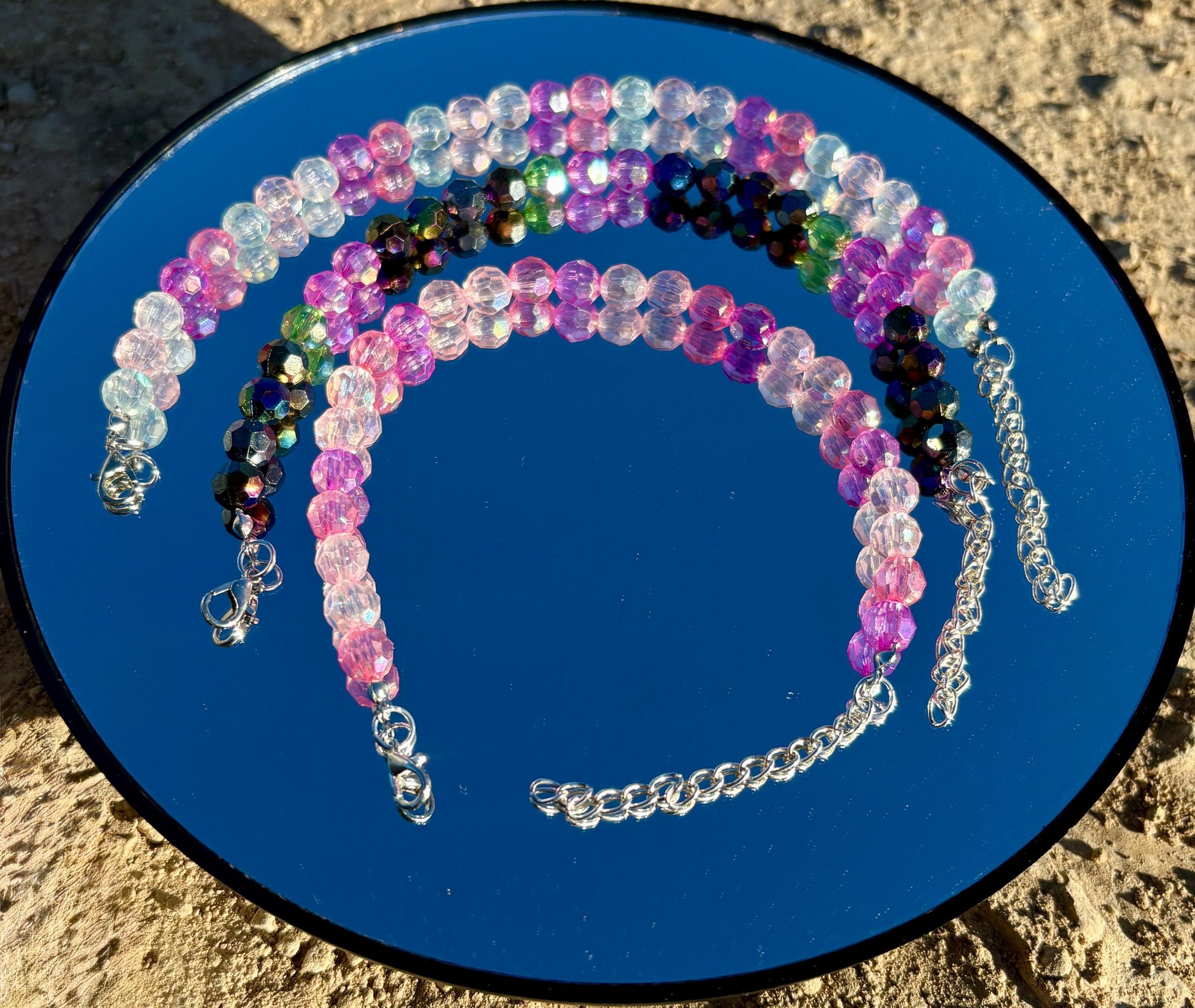Colorful Pink Beaded Crystal Bracelet | Adjustable Clasp Bracelets Consecrated Jewelry Co.