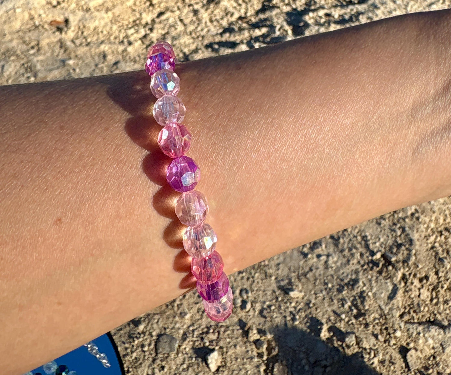 Colorful Pink Beaded Crystal Bracelet | Adjustable Clasp Bracelets Consecrated Jewelry Co.