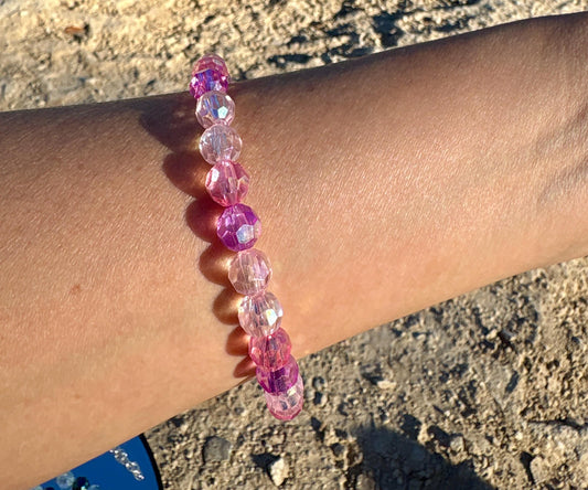 Colorful Pink Beaded Crystal Bracelet | Adjustable Clasp Bracelets Consecrated Jewelry Co.