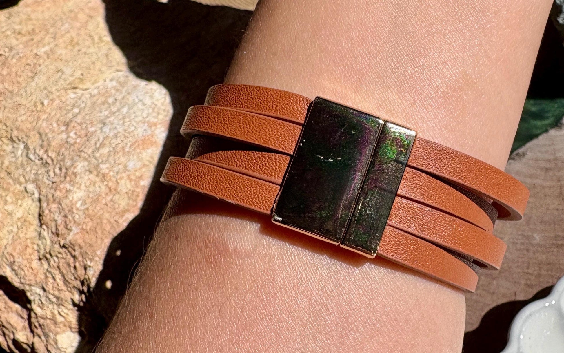 Lion Bracelet | Brown Faux Leather & Gold Tone Wrap Bracelets Consecrated Jewelry Co.