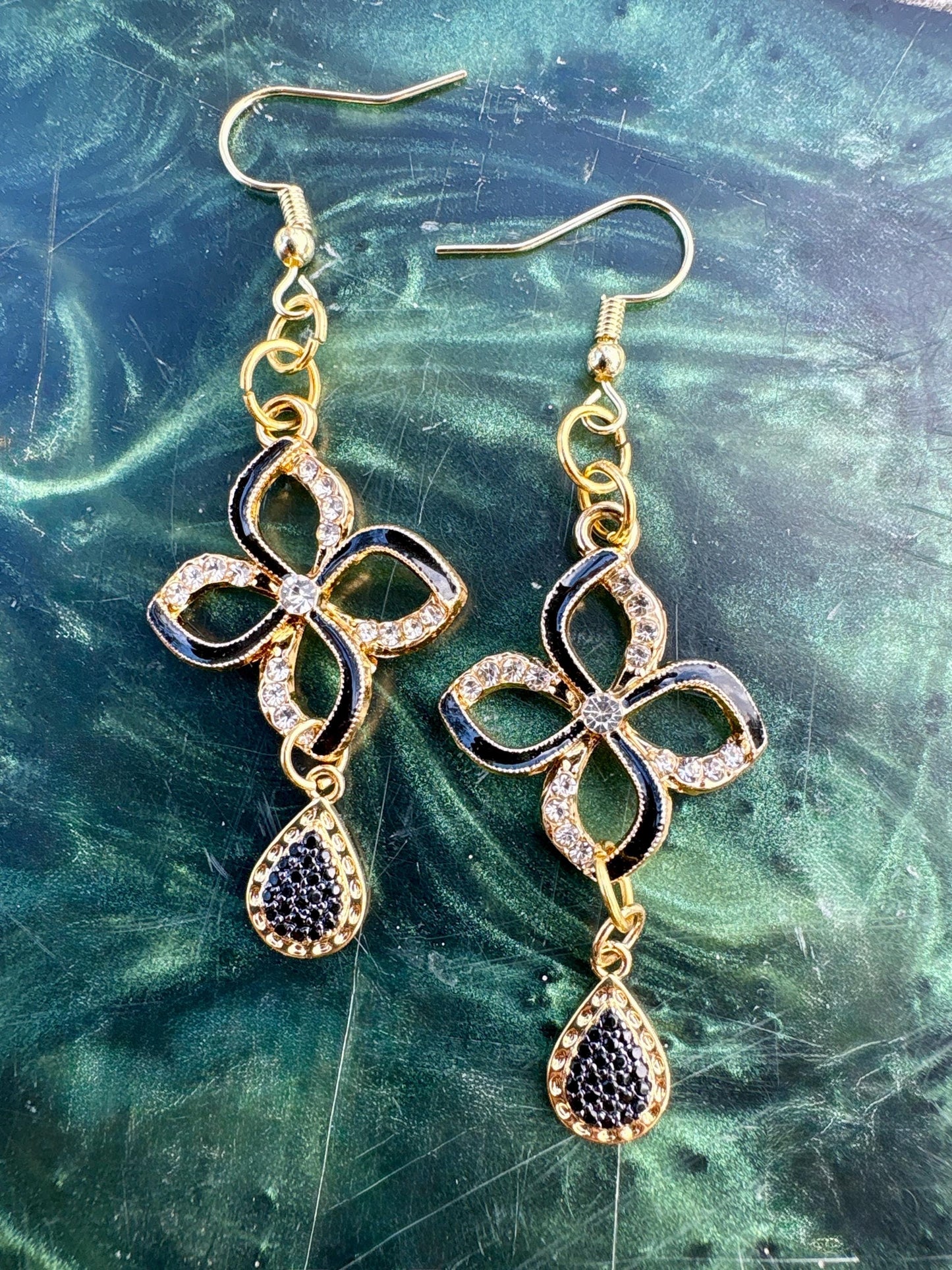 Handmade Glitter Resin Teardrop Earrings | Purple Pink Blue Flower Earrings Consecrated Jewelry Co.