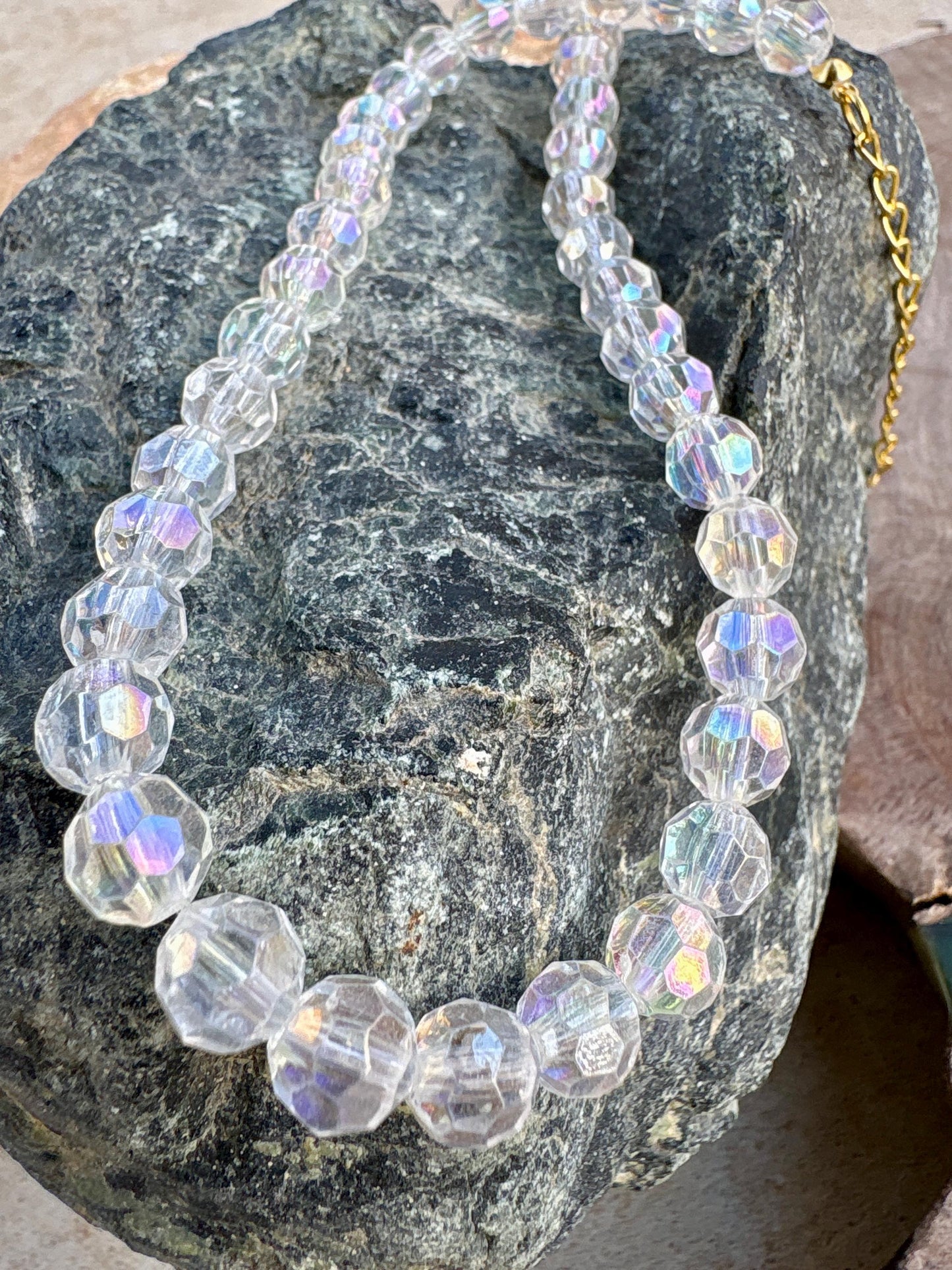 Clear Beaded Crystal Necklace | Adjustable Clasp Translucent Necklaces Consecrated Jewelry Co.