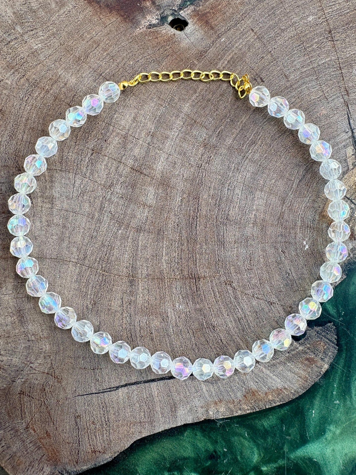 Clear Beaded Crystal Necklace | Adjustable Clasp Translucent Necklaces Consecrated Jewelry Co.