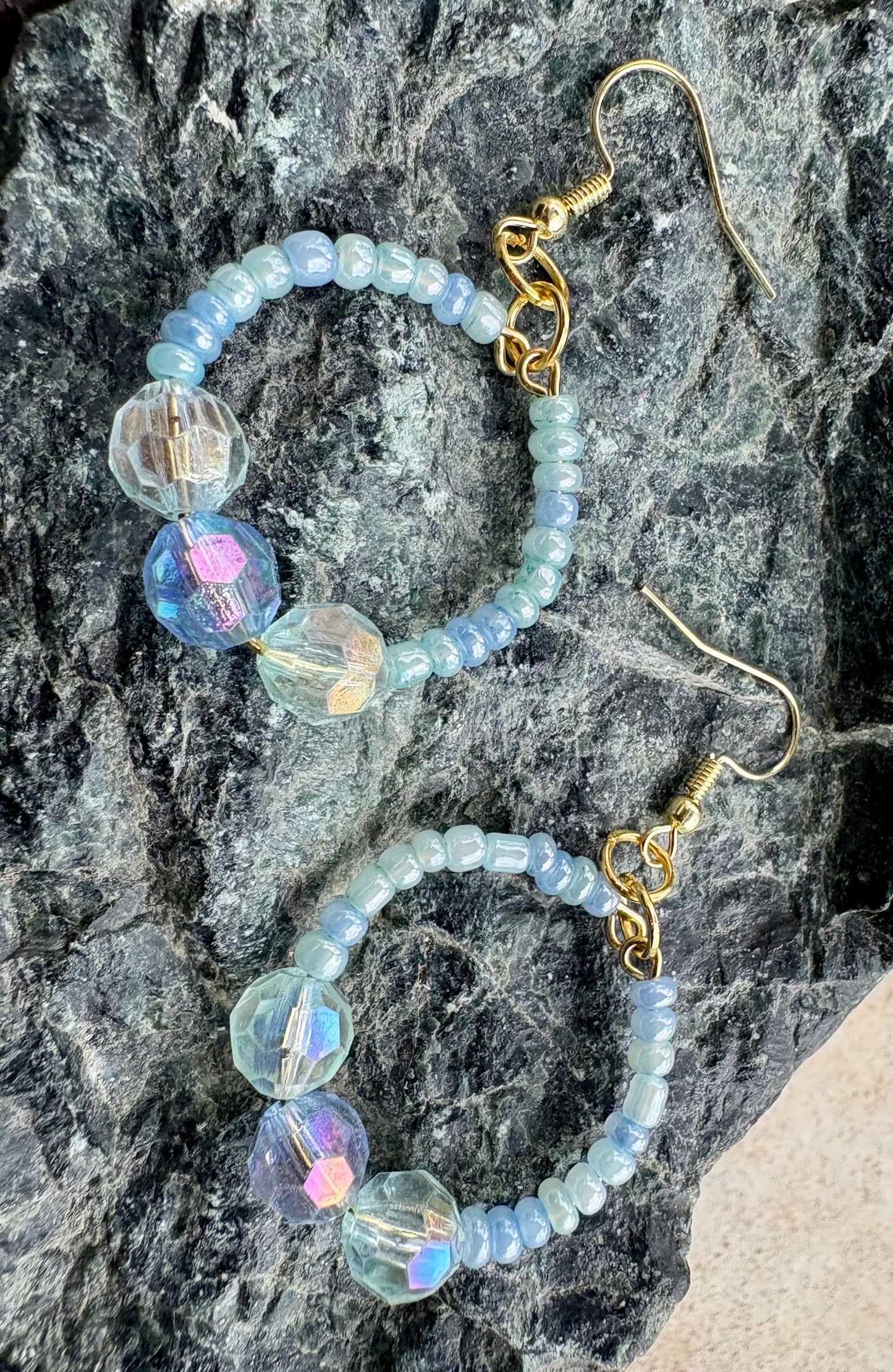 Blue Hoop Earrings | Small & Big Beaded Crystal Dangles Earrings Consecrated Jewelry Co.