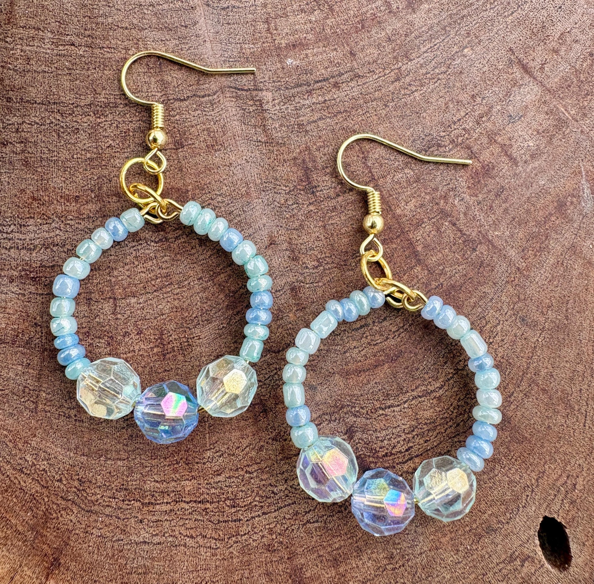 Blue Hoop Earrings | Small & Big Beaded Crystal Dangles Earrings Consecrated Jewelry Co.