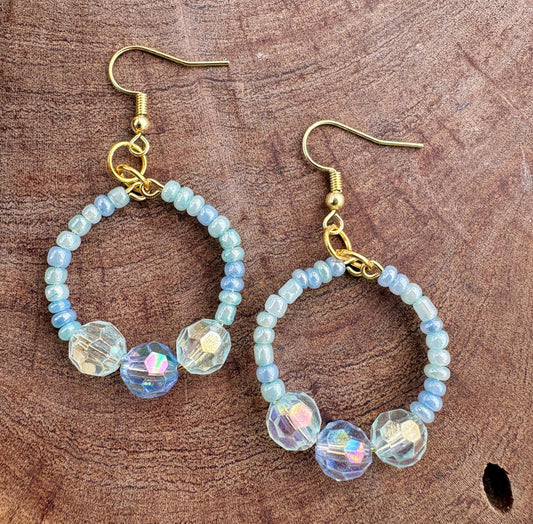 Blue Hoop Earrings | Small & Big Beaded Crystal Dangles Earrings Consecrated Jewelry Co.