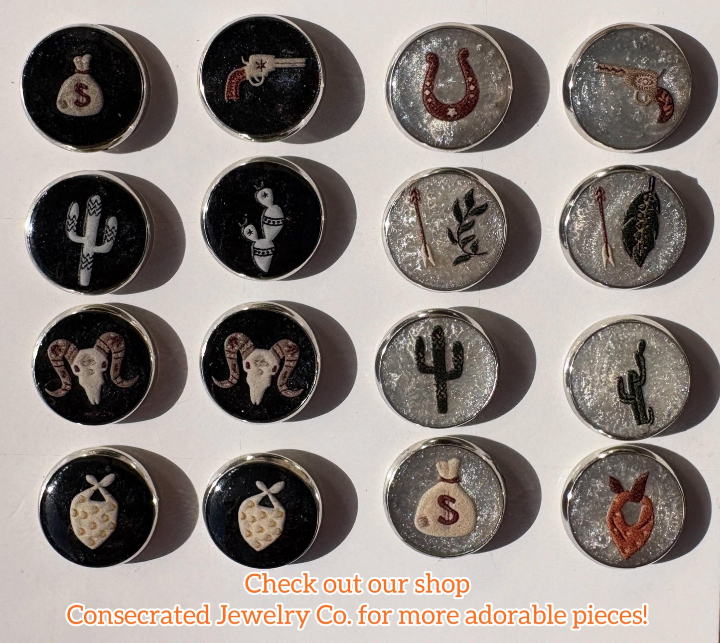 Country Western Stud Earrings | White Green Brown Cactus Cowgirl Earrings Consecrated Jewelry Co.