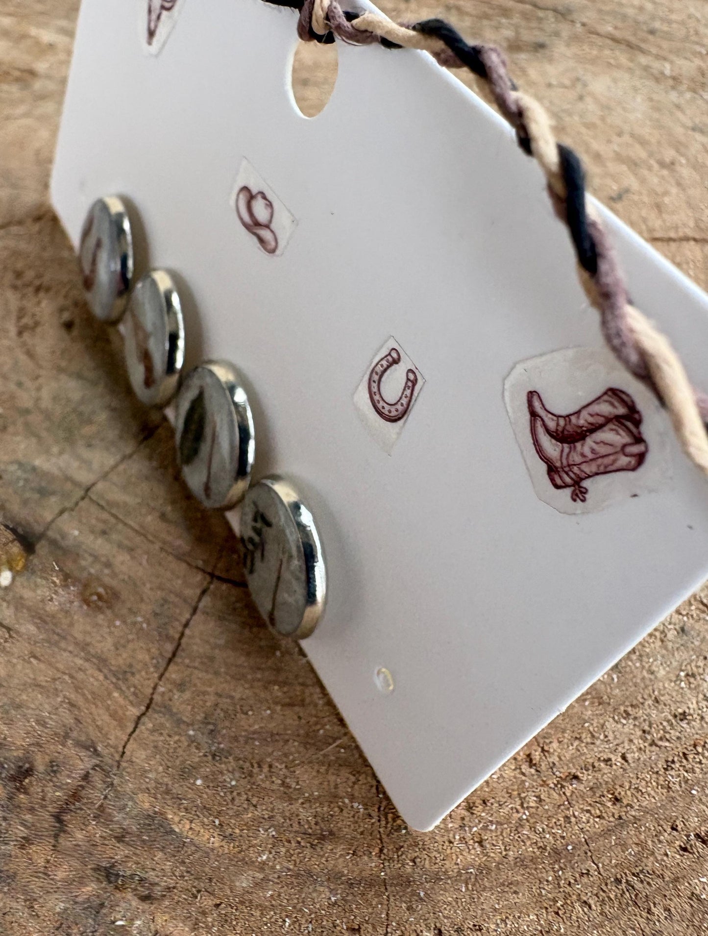 Country Western Stud Earrings | White Green Brown Horseshoe Gun Cowgirl Consecrated Jewelry Co.