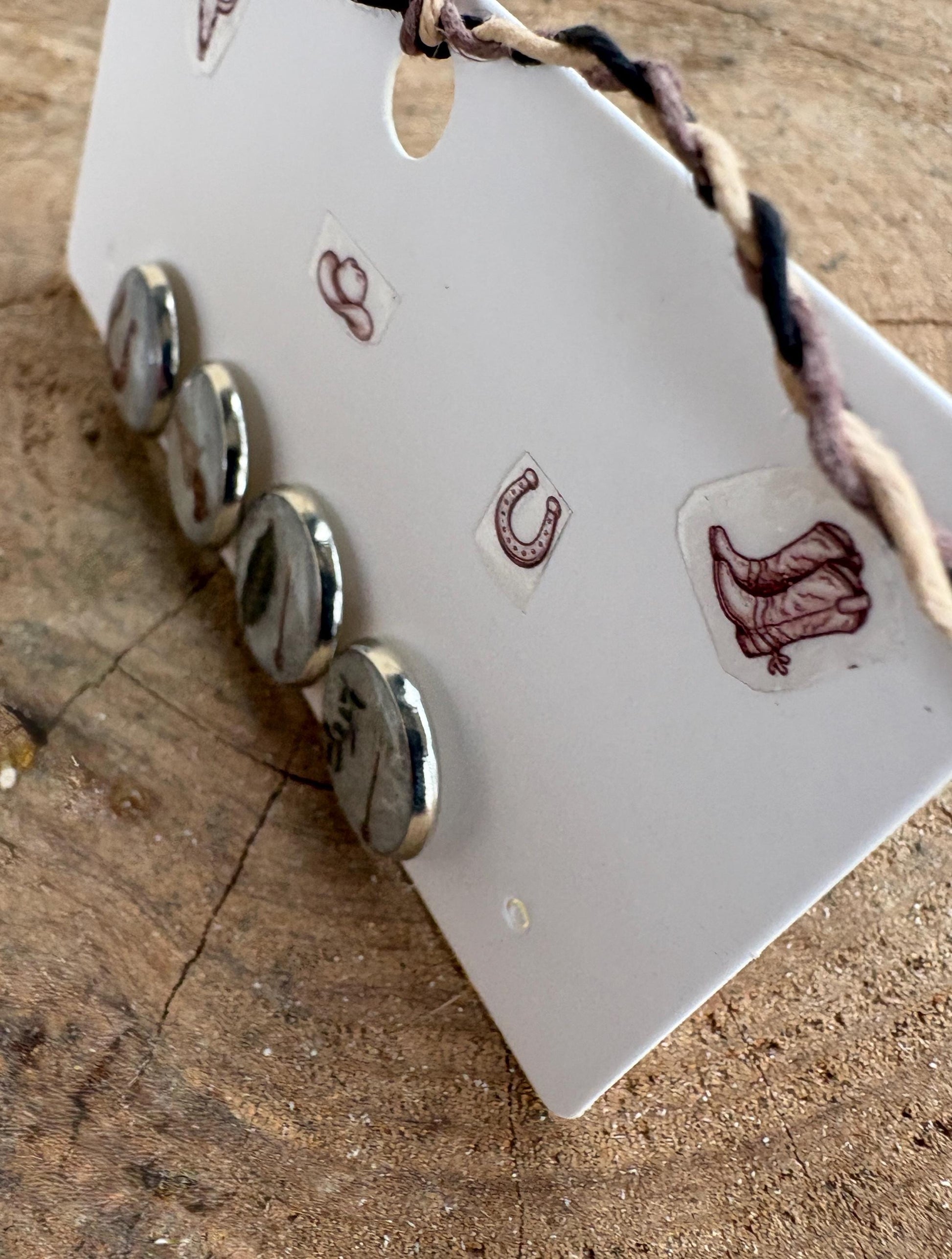 Country Western Stud Earrings | White Green Brown Horseshoe Gun Cowgirl Consecrated Jewelry Co.