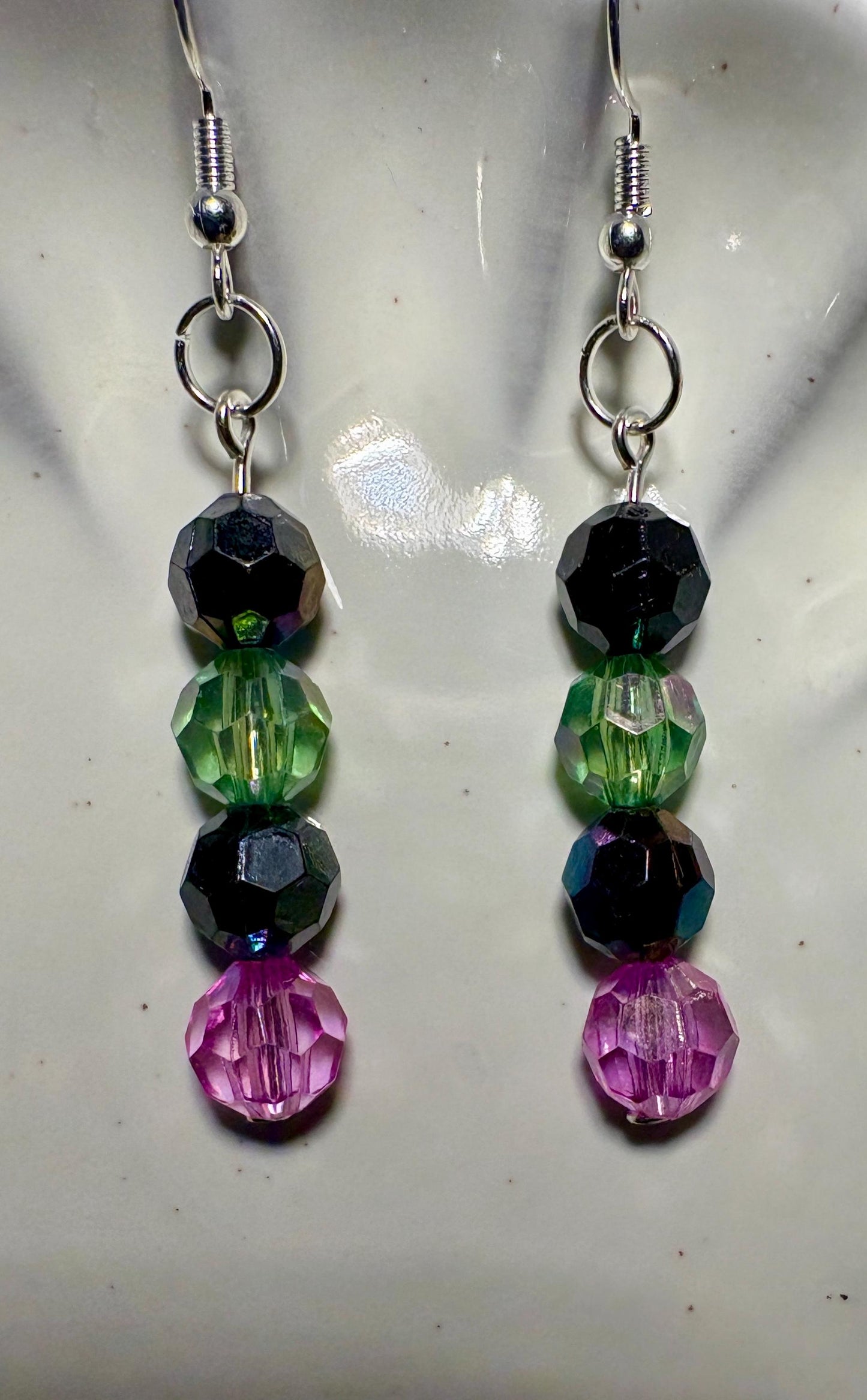 Colorful Dangle Earrings | Pink Blue Green Beaded Crystals Earrings Consecrated Jewelry Co.
