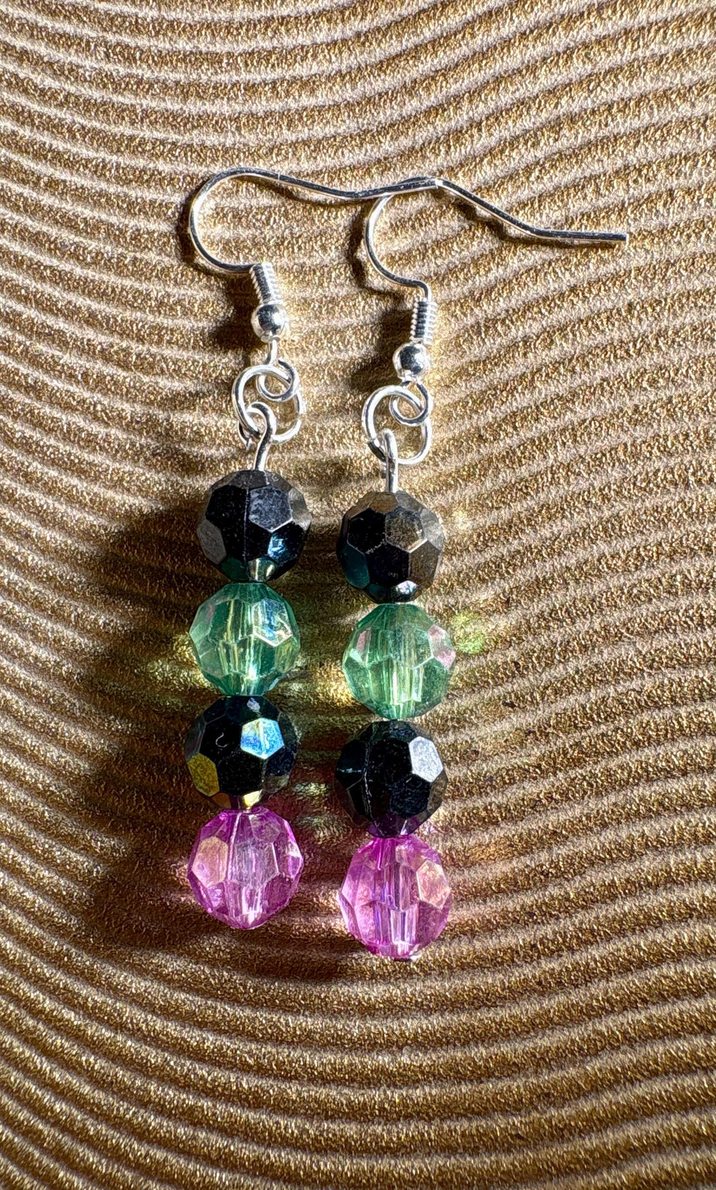 Colorful Dangle Earrings | Pink Blue Green Beaded Crystals Earrings Consecrated Jewelry Co.